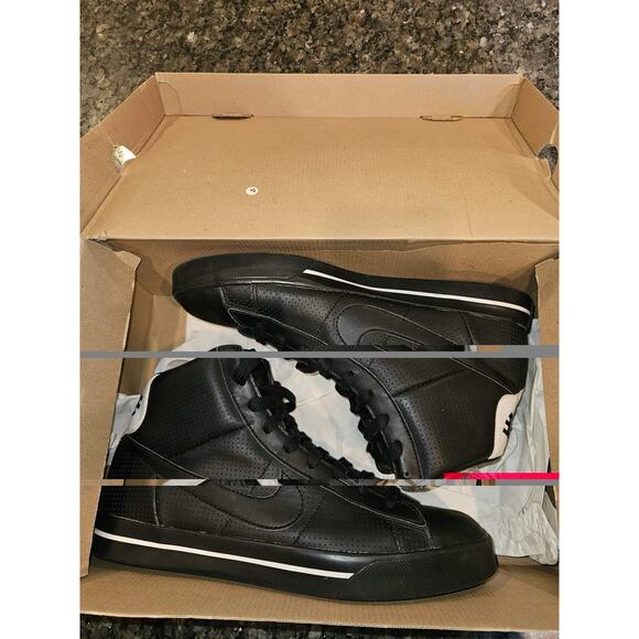 Nike Blazer Mid Black Perforated Leather High Tops Size 11.5 Mens - Picture 10 of 10